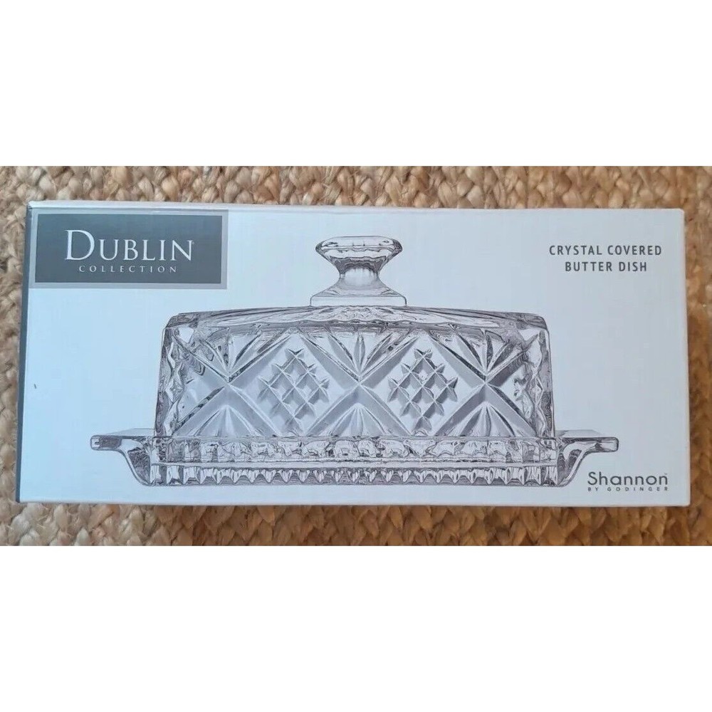 Dublin Collection Covered Butter Dish Cut Crystal Shannon By Godinger New In Box